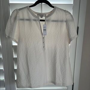 LOFT Women's White Textured Top